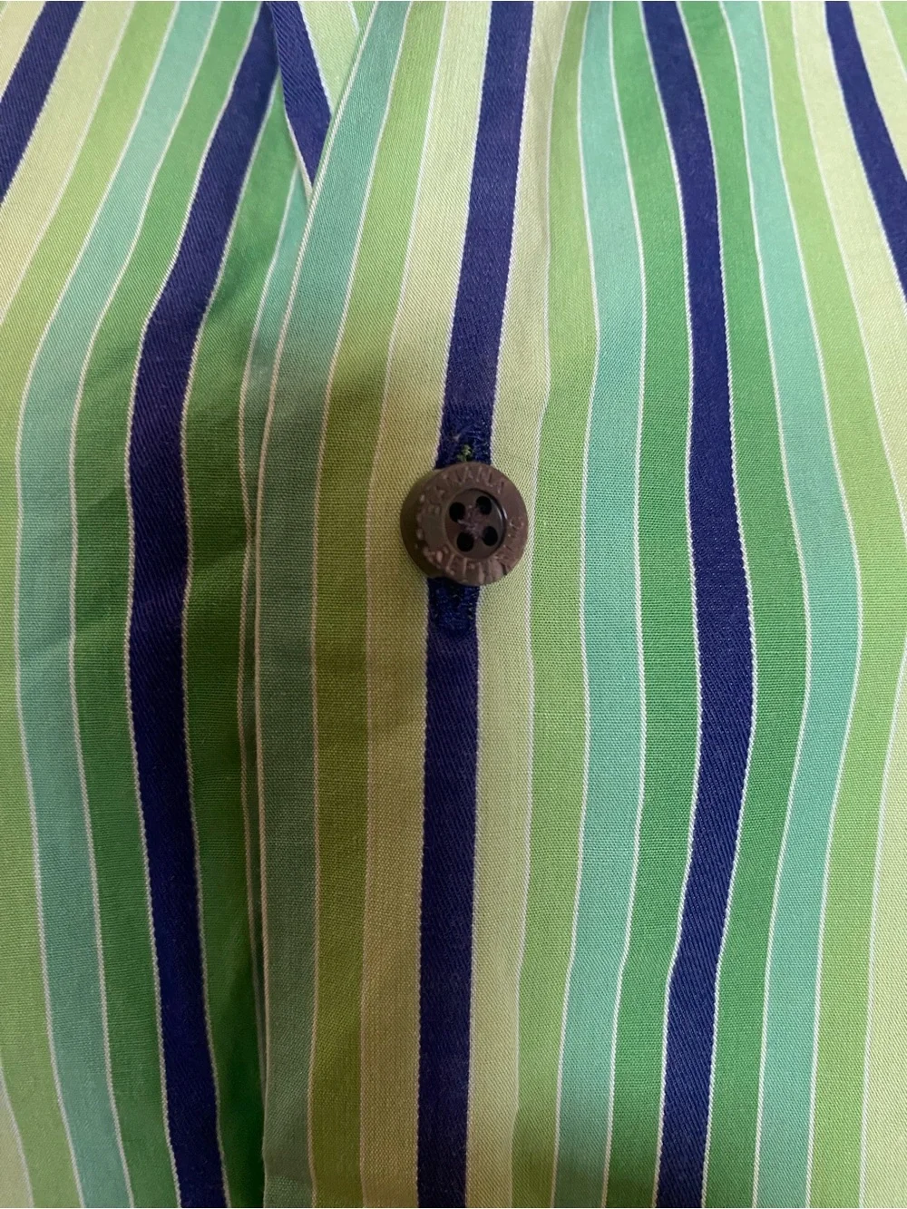 Banana Republic Green and Blue Striped Button-Down Shirt